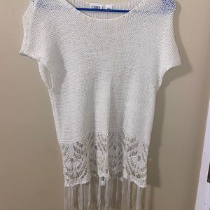 White Cropped Shirt / Swimsuit Cover